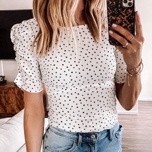 Abercrombie Puff Sleeve polka dot shirt